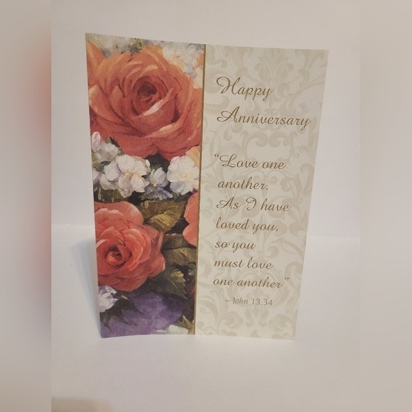 Vintage white rose anniversary card - Picture 1 of 7